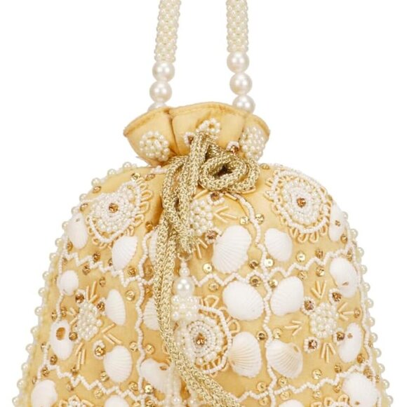 Handbags - Women's Stylish Indian Evening Handbag & Polti Bag with White Pearl Handle & Han